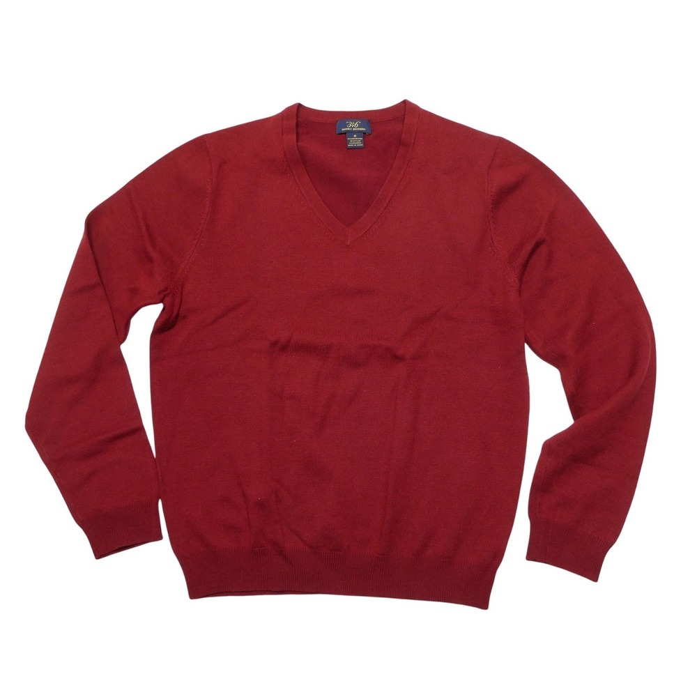 Brooks Brothers Merino Wool Sweater Mens M Red V Neck Knit Pullover Lightweight